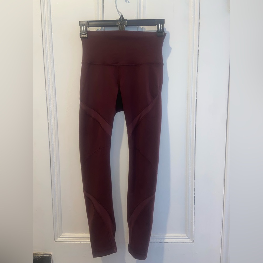Lululemon Leggings Burgundy with Mesh Details